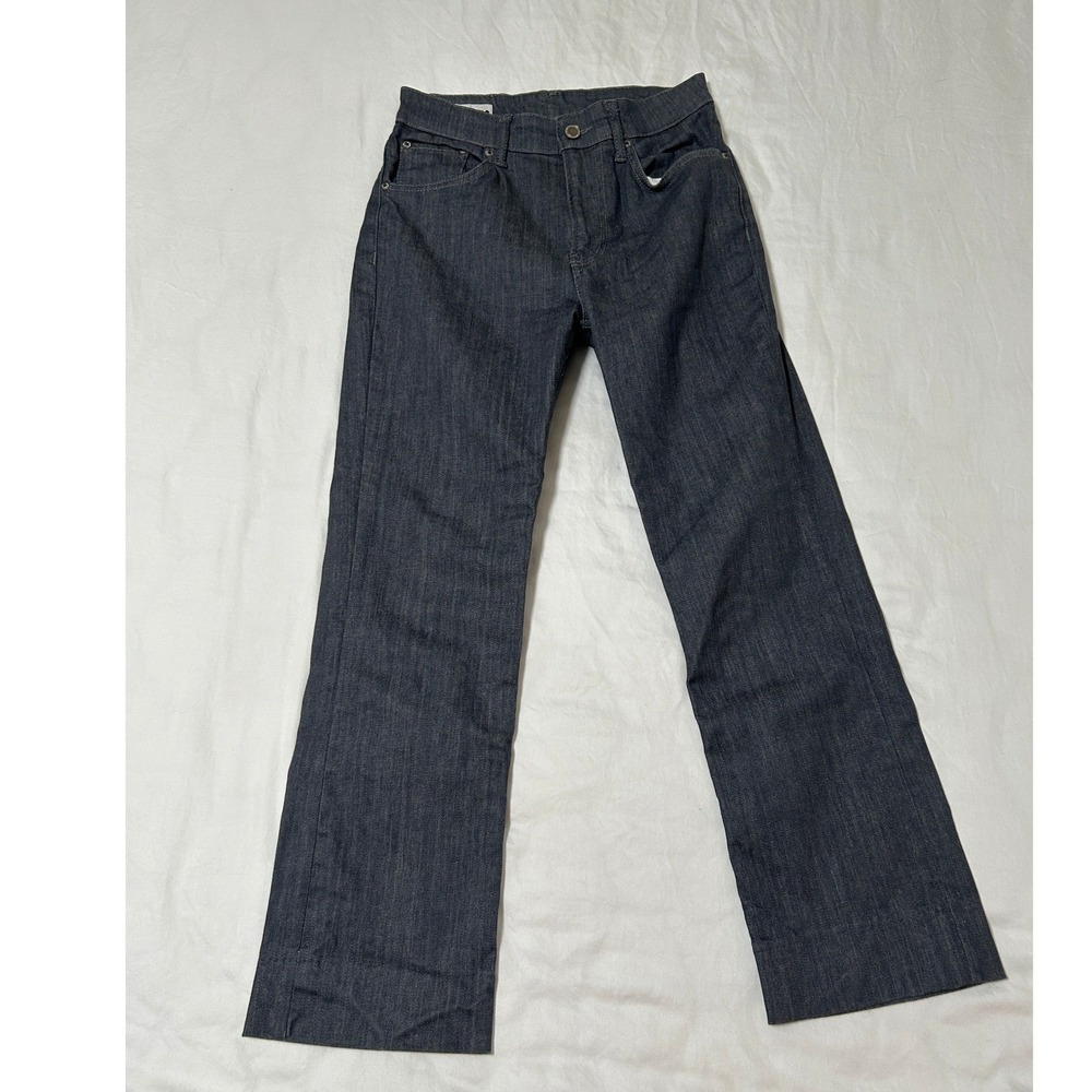 Zara Womens Dark Wash Straight Leg Denim Trousers Black/Gray Sz 4 Stretch Jeans
